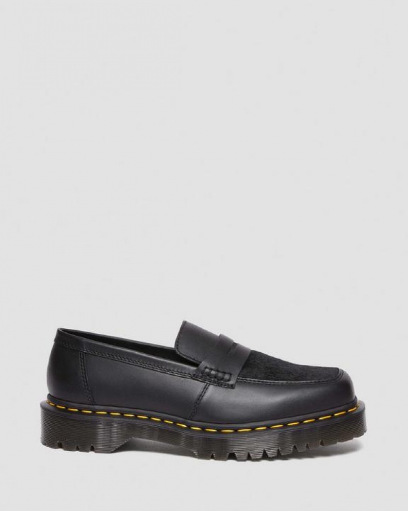 Men's Dr Martens Penton Bex Square Toe Hair-On & Leather Shoes Black | Australia_Dr56288