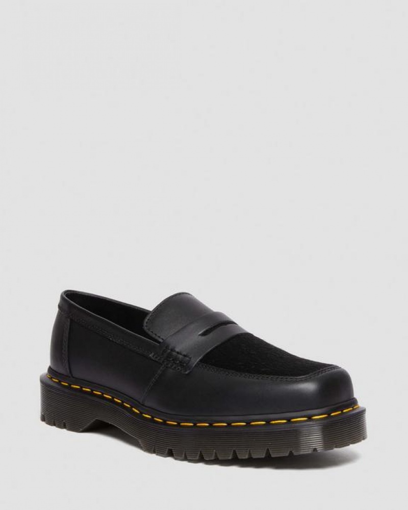 Men\'s Dr Martens Penton Bex Square Toe Hair-On & Leather Shoes Black | Australia_Dr56288