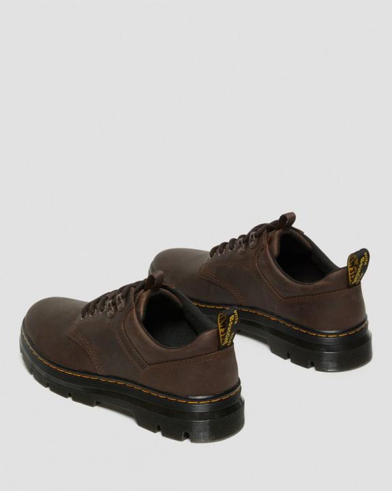 Men's Dr Martens Reeder Crazy Horse Leather Utility Shoes Dark Brown | Australia_Dr99793