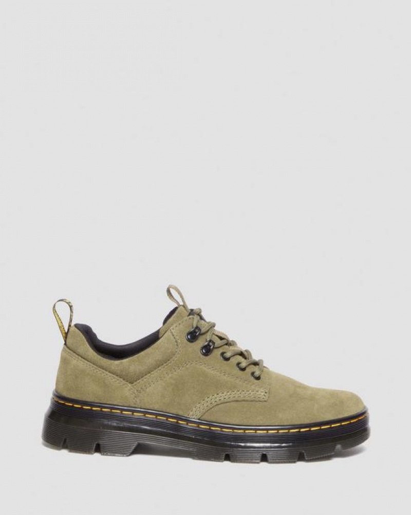 Men's Dr Martens Reeder Suede Utility Shoes Olive | Australia_Dr35117