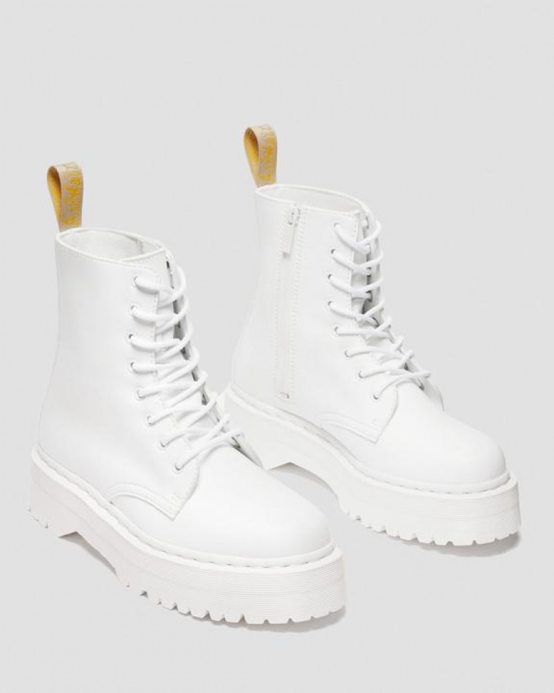 Men's Dr Martens Vegan Jadon II Boot Kemble Mono Platforms Boots White | Australia_Dr60319