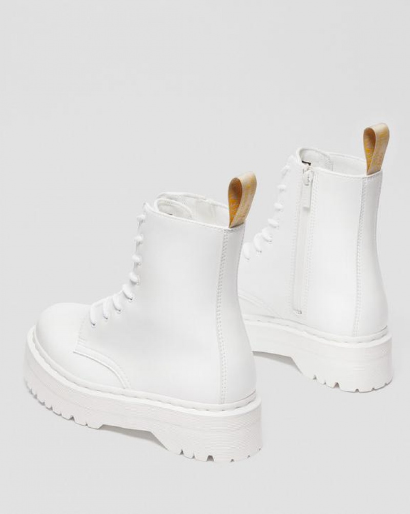 Men's Dr Martens Vegan Jadon II Boot Kemble Mono Platforms Boots White | Australia_Dr60319