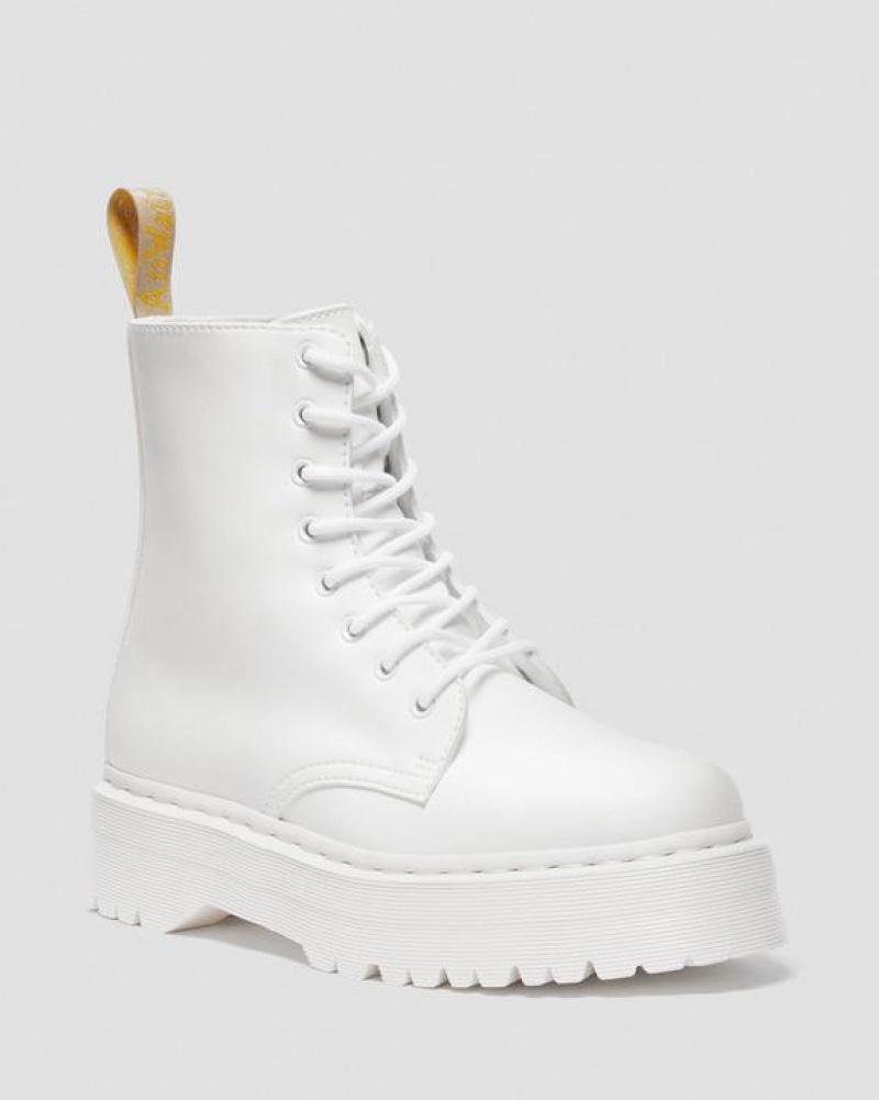 Men\'s Dr Martens Vegan Jadon II Boot Kemble Mono Platforms Boots White | Australia_Dr60319