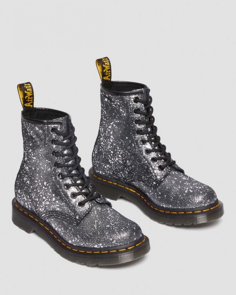 Women's Dr Martens 1460 Metallic Splatter Suede Lace Up Boots Black | Australia_Dr66672