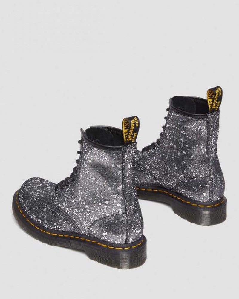 Women's Dr Martens 1460 Metallic Splatter Suede Lace Up Boots Black | Australia_Dr66672