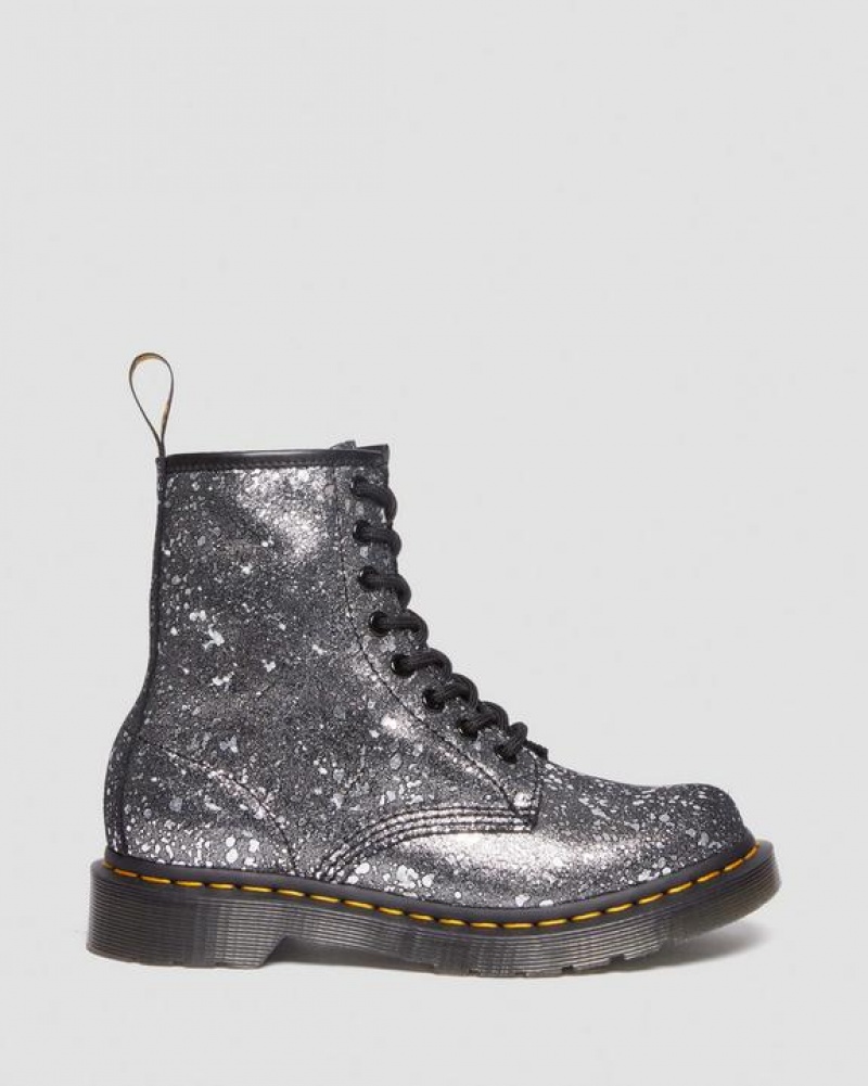 Women's Dr Martens 1460 Metallic Splatter Suede Lace Up Boots Black | Australia_Dr66672