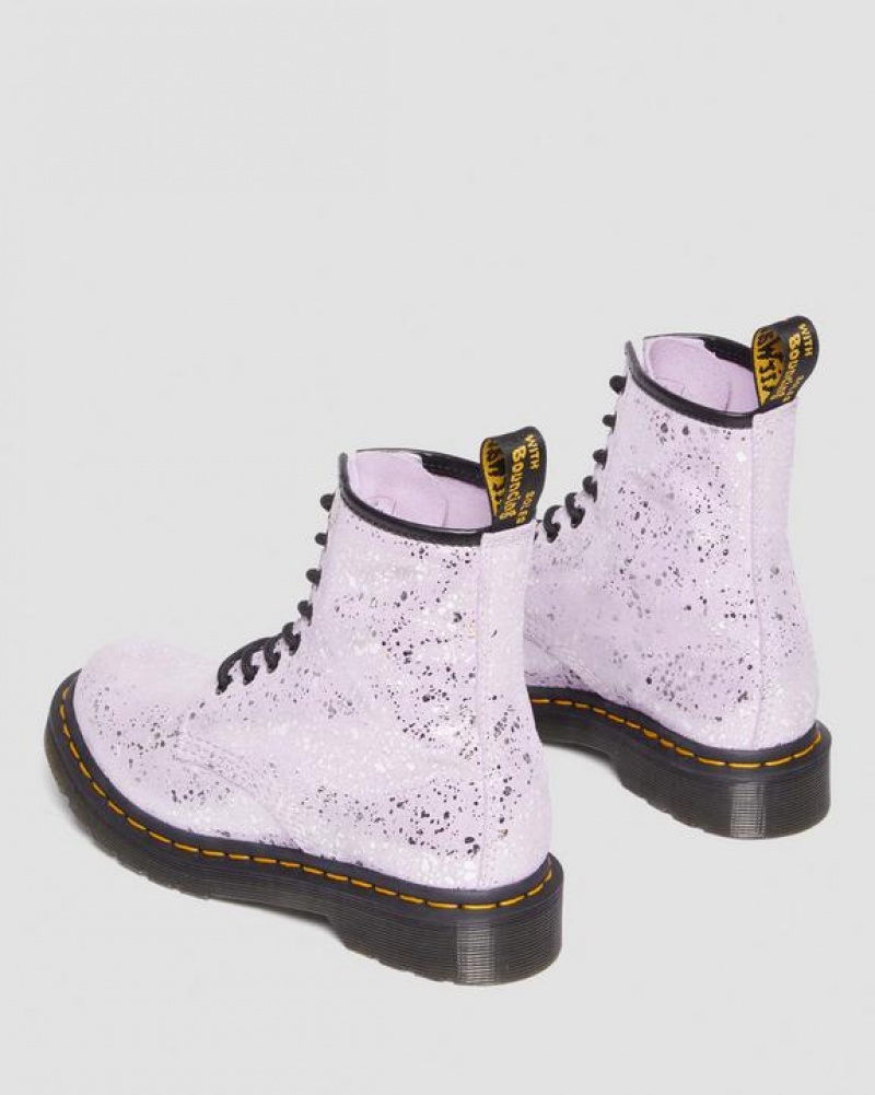 Women's Dr Martens 1460 Metallic Splatter Suede Lace Up Boots Purple | Australia_Dr22704