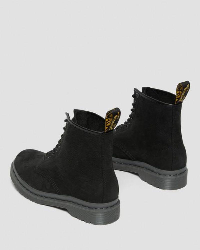 Women's Dr Martens 1460 Mono Milled Nubuck Leather Lace Up Boots Black | Australia_Dr61923