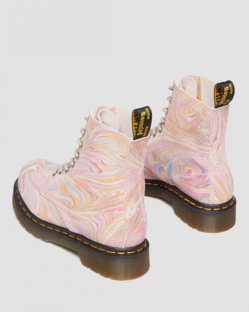 Women's Dr Martens 1460 Pascal Marbled Suede Lace Up Boots Pink / Orange | Australia_Dr65078