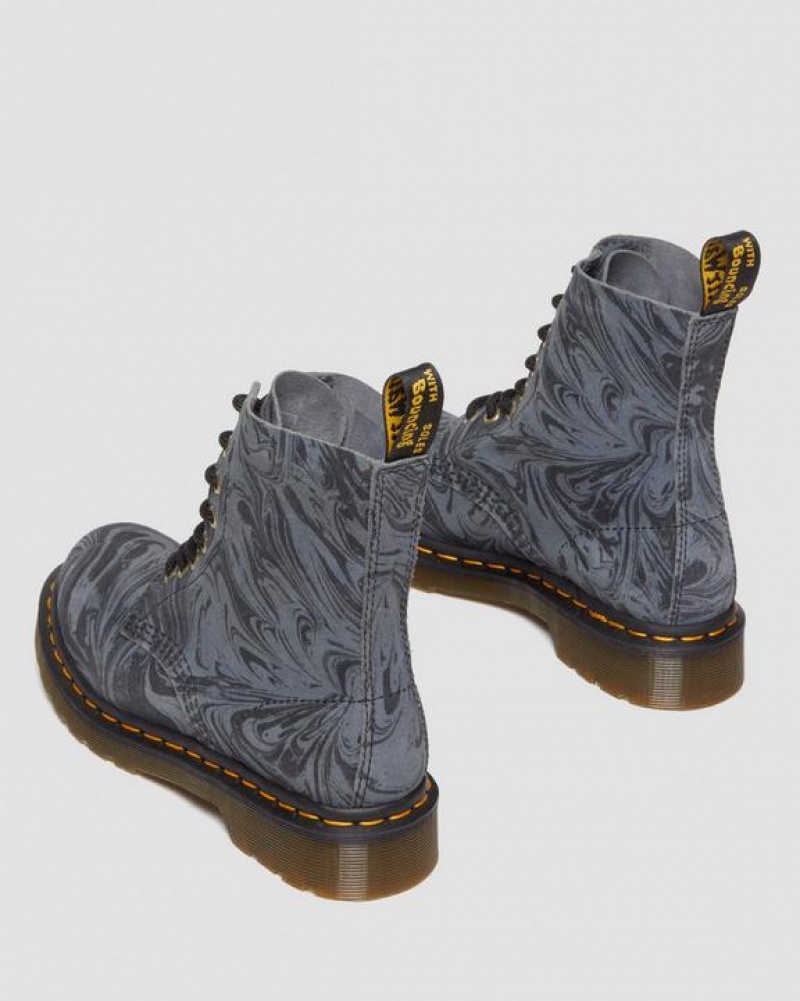 Women's Dr Martens 1460 Pascal Marbled Suede Lace Up Boots Black / Grey | Australia_Dr80980