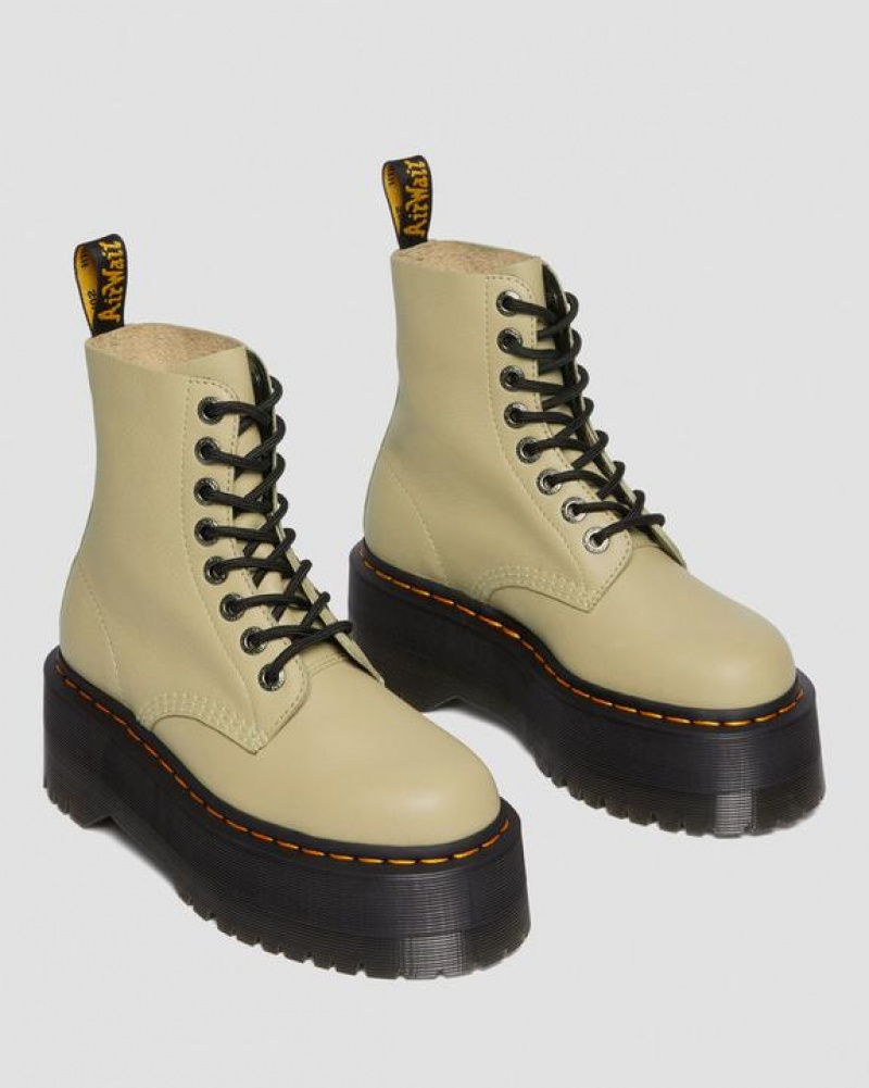 Women's Dr Martens 1460 Pascal Max Leather Platform Boots Olive | Australia_Dr69914