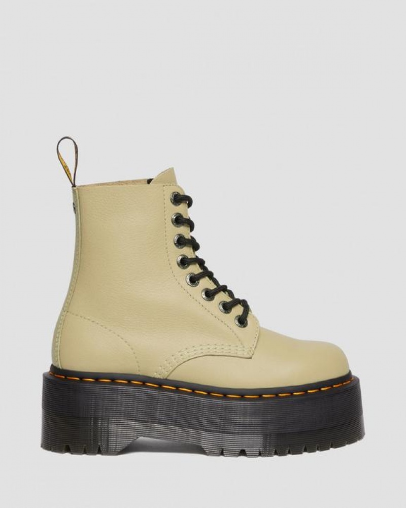 Women's Dr Martens 1460 Pascal Max Leather Platform Boots Olive | Australia_Dr69914