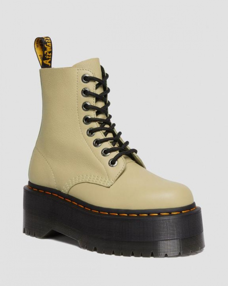 Women\'s Dr Martens 1460 Pascal Max Leather Platform Boots Olive | Australia_Dr69914