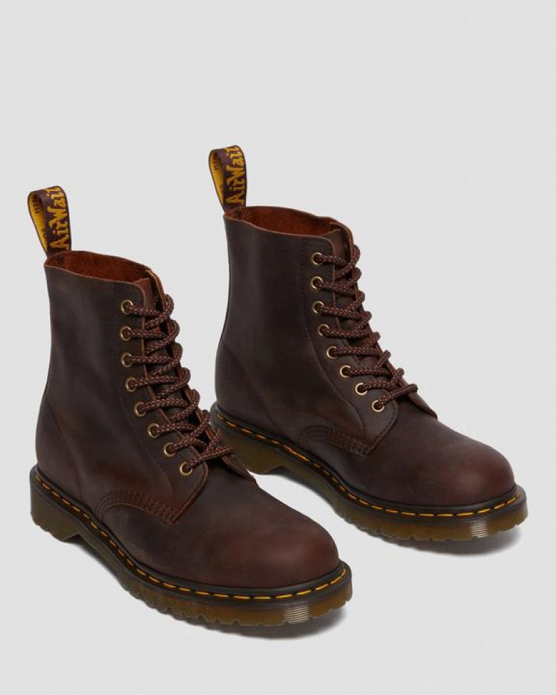 Women's Dr Martens 1460 Pascal Waxed Full Grain Leather Lace Up Boots Brown | Australia_Dr13182