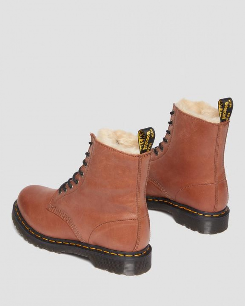 Women's Dr Martens 1460 Serena Women's Faux Fur-Lined Leather Boots Brown | Australia_Dr90713