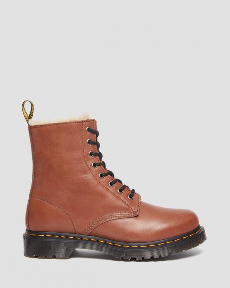 Women's Dr Martens 1460 Serena Women's Faux Fur-Lined Leather Boots Brown | Australia_Dr90713