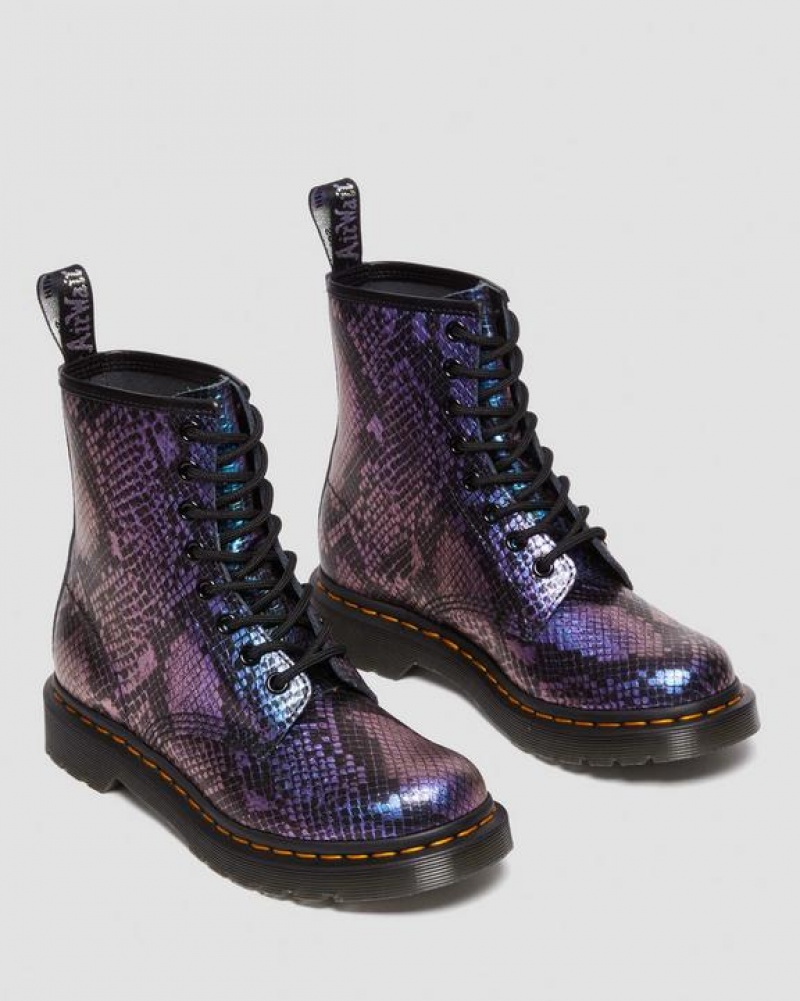 Women's Dr Martens 1460 Snake Print Emboss Leather Lace Up Boots Black / Multicolor | Australia_Dr49775