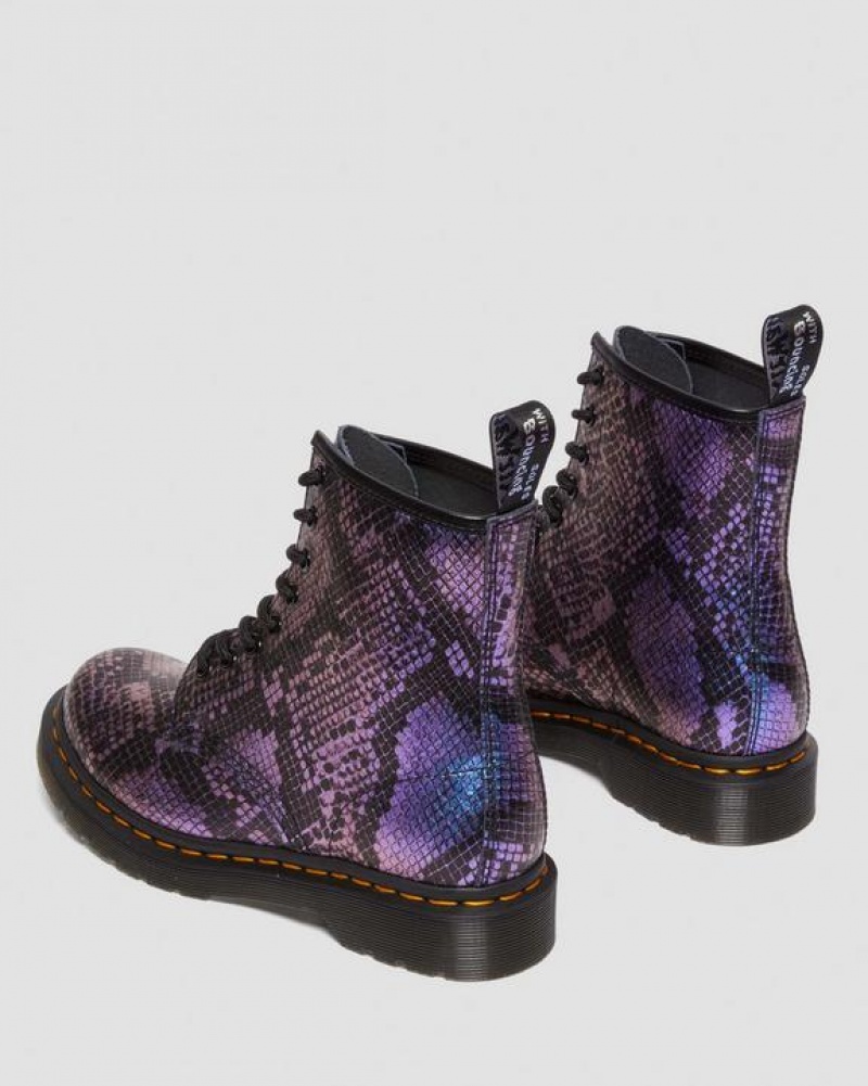 Women's Dr Martens 1460 Snake Print Emboss Leather Lace Up Boots Black / Multicolor | Australia_Dr49775