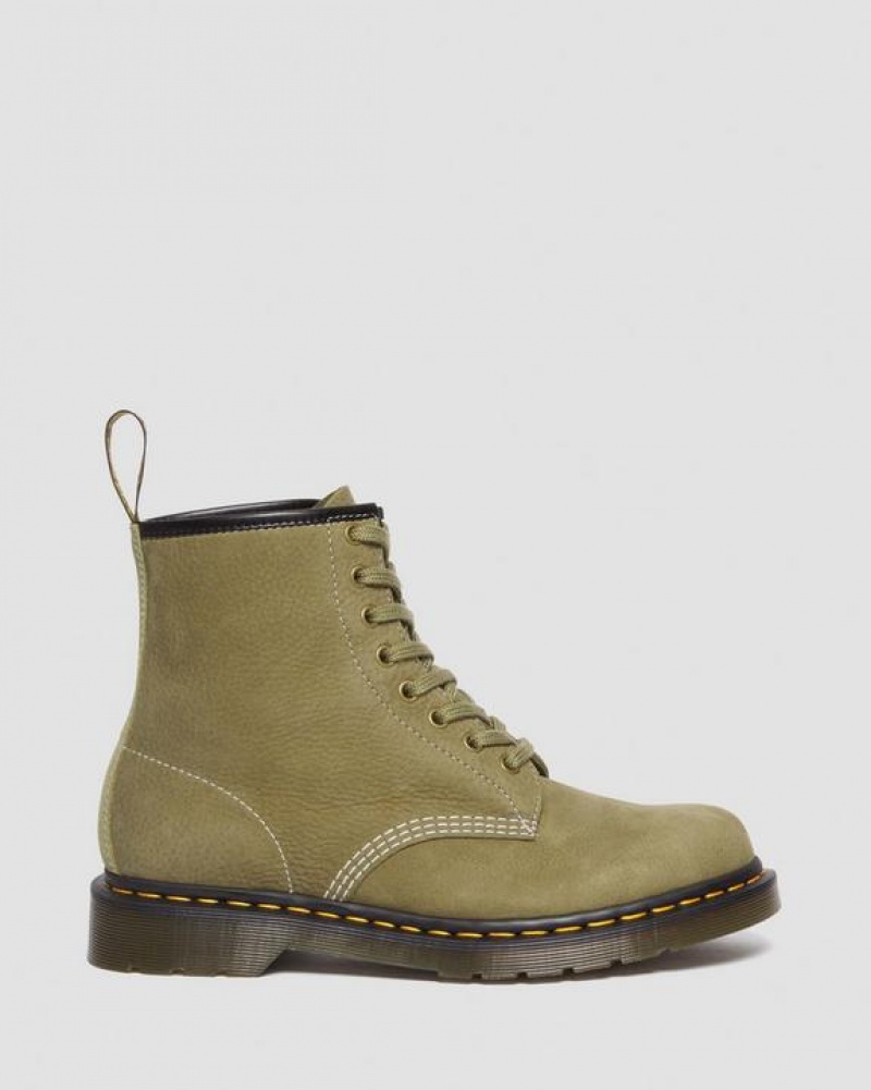 Women's Dr Martens 1460 Tumbled Nubuck Leather Lace Up Boots Olive | Australia_Dr75003