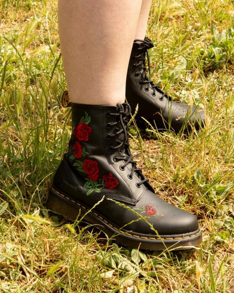 Women's Dr Martens 1460 Vonda Floral Leather Lace Up Boots Black | Australia_Dr59506