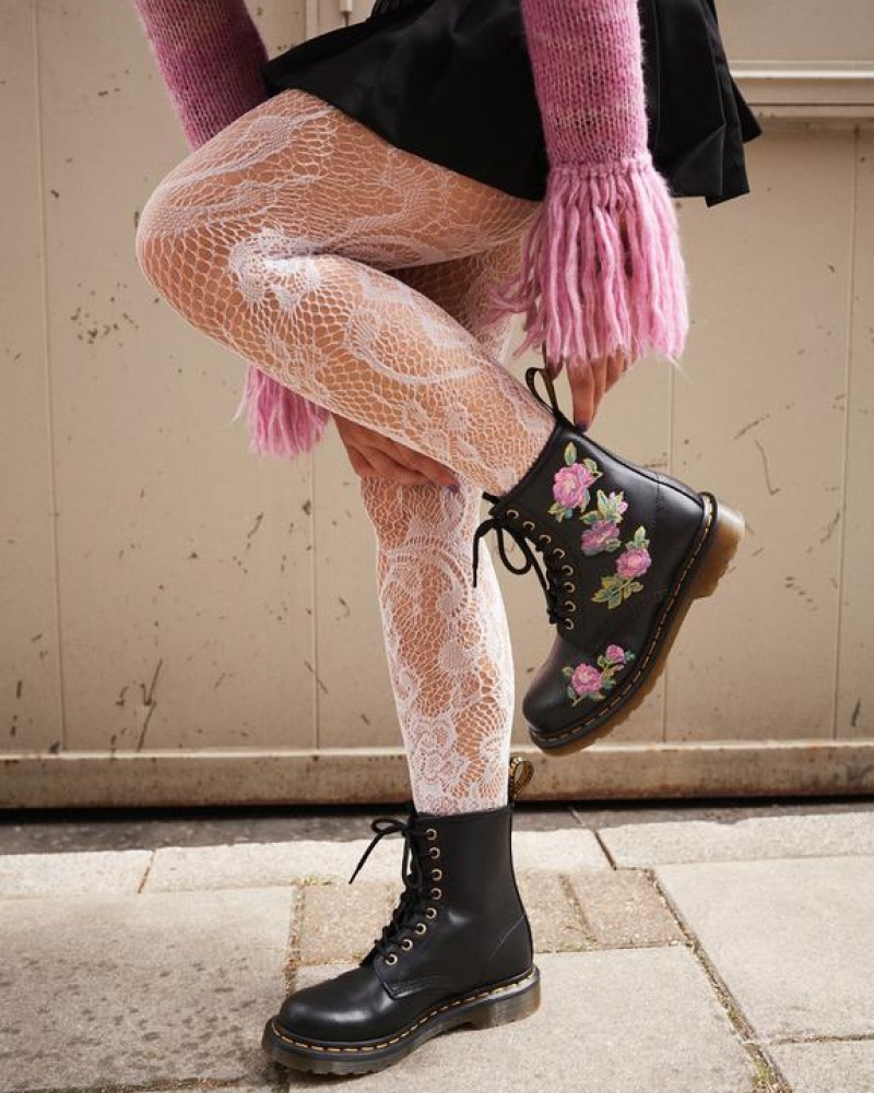 Women's Dr Martens 1460 Vonda II Women's Embroidered Floral Boots Pink / Black | Australia_Dr51856