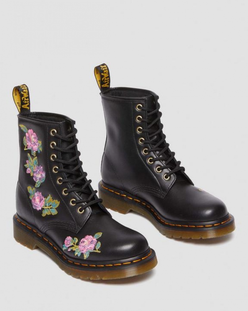 Women's Dr Martens 1460 Vonda II Women's Embroidered Floral Boots Pink / Black | Australia_Dr51856