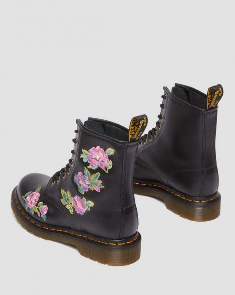 Women's Dr Martens 1460 Vonda II Women's Embroidered Floral Boots Pink / Black | Australia_Dr51856