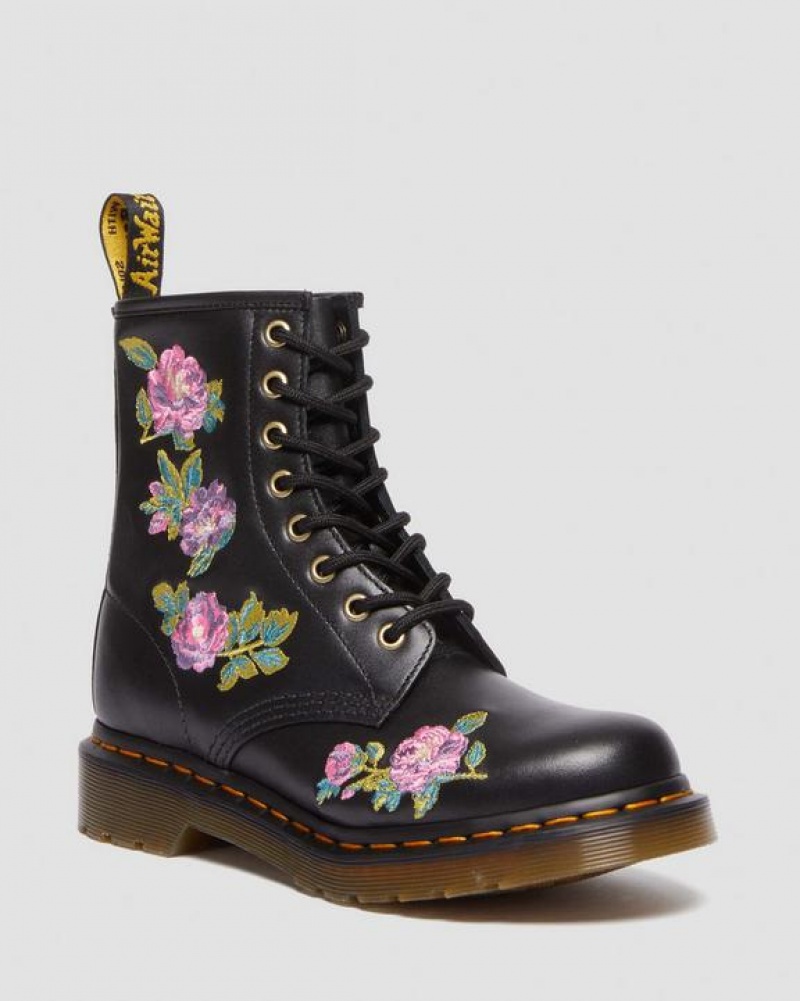 Women\'s Dr Martens 1460 Vonda II Women's Embroidered Floral Boots Pink / Black | Australia_Dr51856