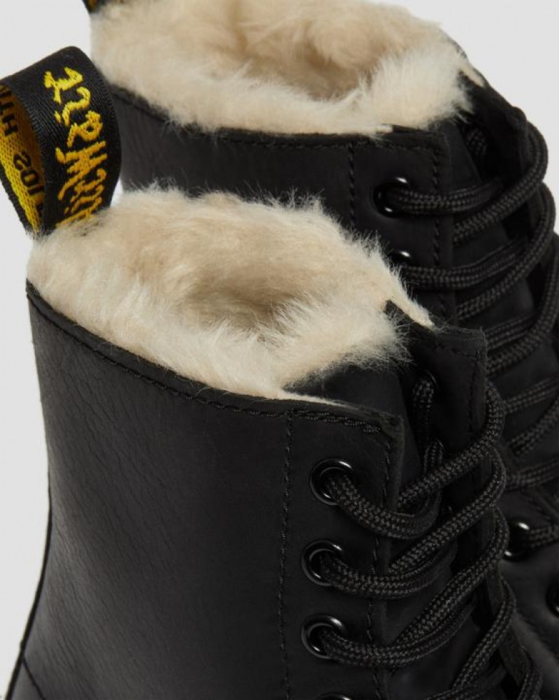 Women's Dr Martens 1460 Women's Faux Fur Lined Lace Up Boots Black | Australia_Dr93417