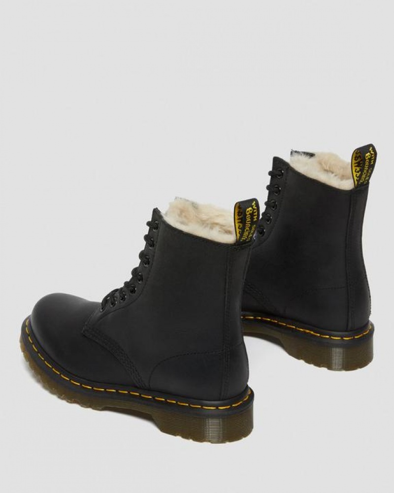 Women's Dr Martens 1460 Women's Faux Fur Lined Lace Up Boots Black | Australia_Dr93417