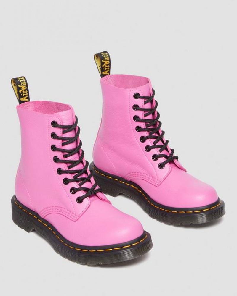 Women's Dr Martens 1460 Women's Pascal Virginia Leather Boots Pink | Australia_Dr60843