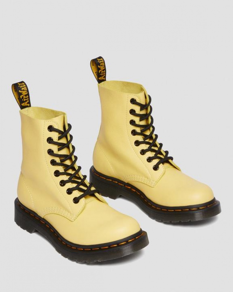 Women's Dr Martens 1460 Women's Pascal Black Eyelet Lace Up Boots Lemon Yellow | Australia_Dr43935