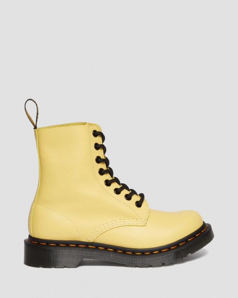 Women's Dr Martens 1460 Women's Pascal Black Eyelet Lace Up Boots Lemon Yellow | Australia_Dr43935