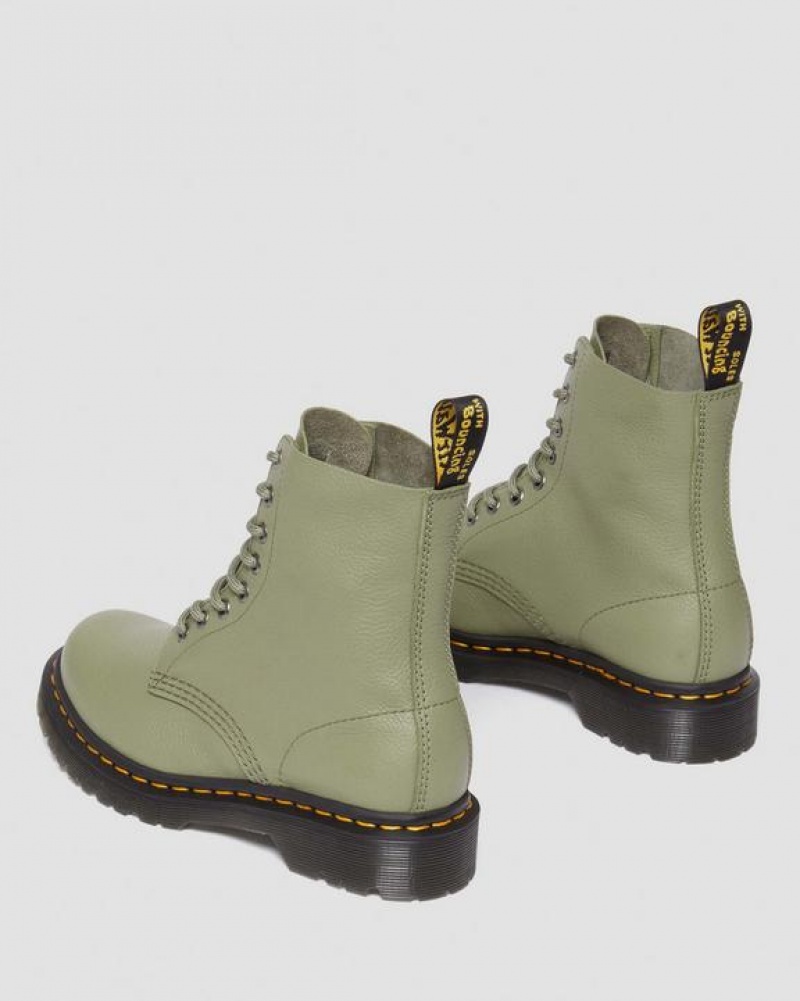 Women's Dr Martens 1460 Women's Pascal Virginia Leather Boots Olive | Australia_Dr53423