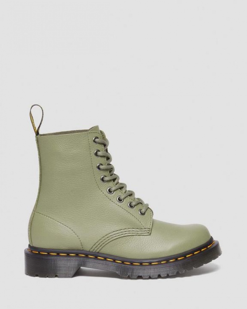 Women's Dr Martens 1460 Women's Pascal Virginia Leather Boots Olive | Australia_Dr53423