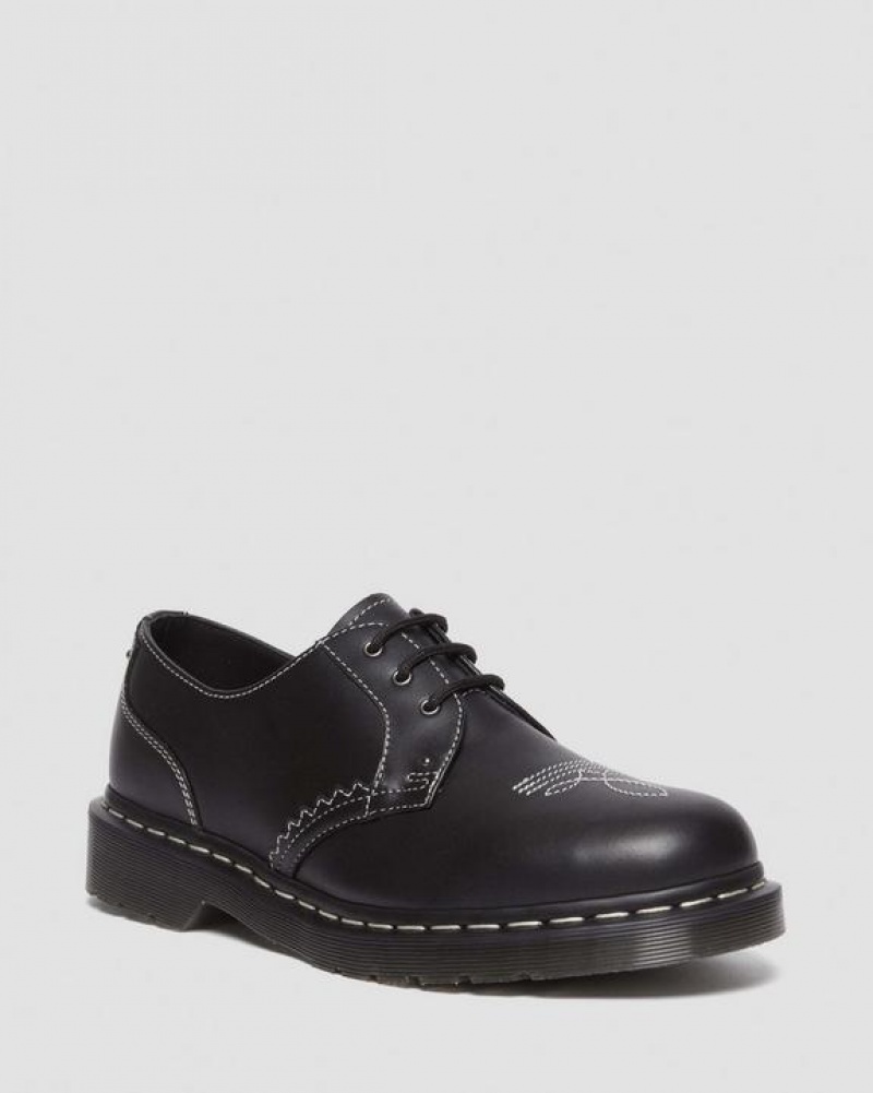 Women\'s Dr Martens 1461 Gothic Americana Leather Oxford Shoes Black | Australia_Dr76820