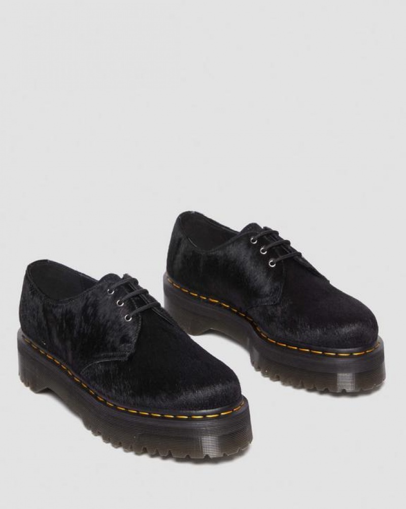 Women's Dr Martens 1461 Hair-On Platform Shoes Black | Australia_Dr92647