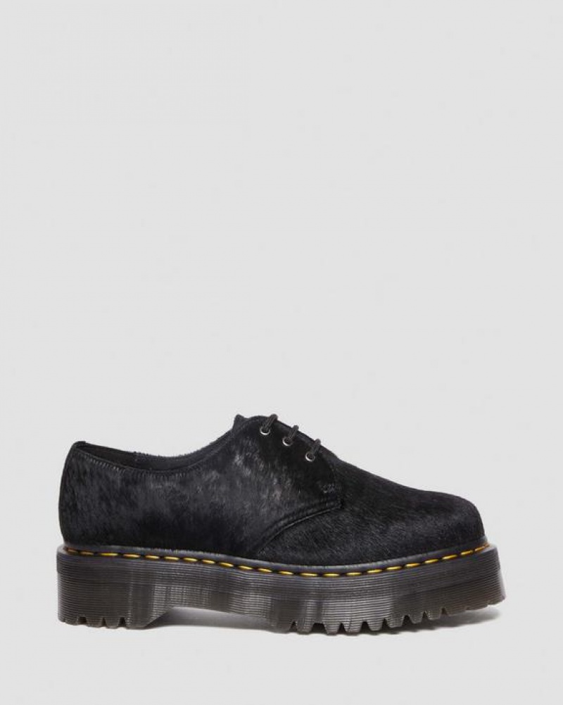 Women's Dr Martens 1461 Hair-On Platform Shoes Black | Australia_Dr92647