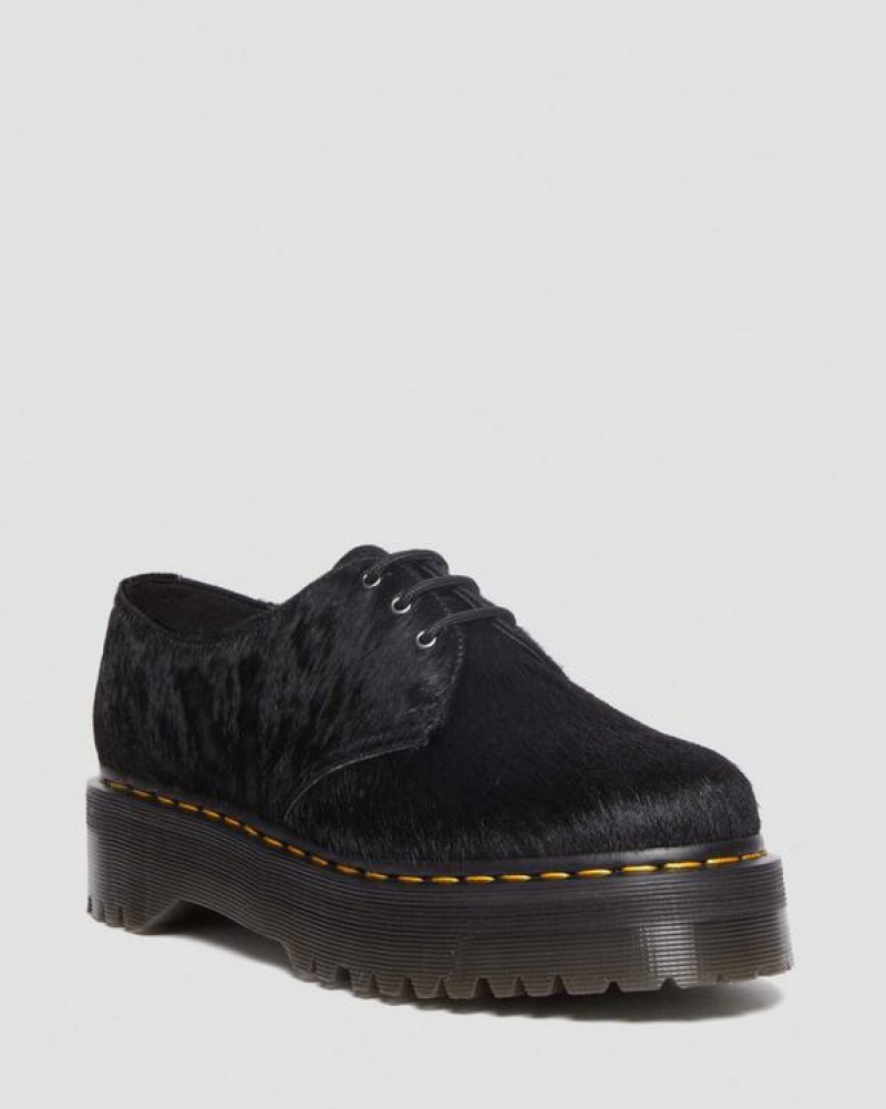 Women\'s Dr Martens 1461 Hair-On Platform Shoes Black | Australia_Dr92647