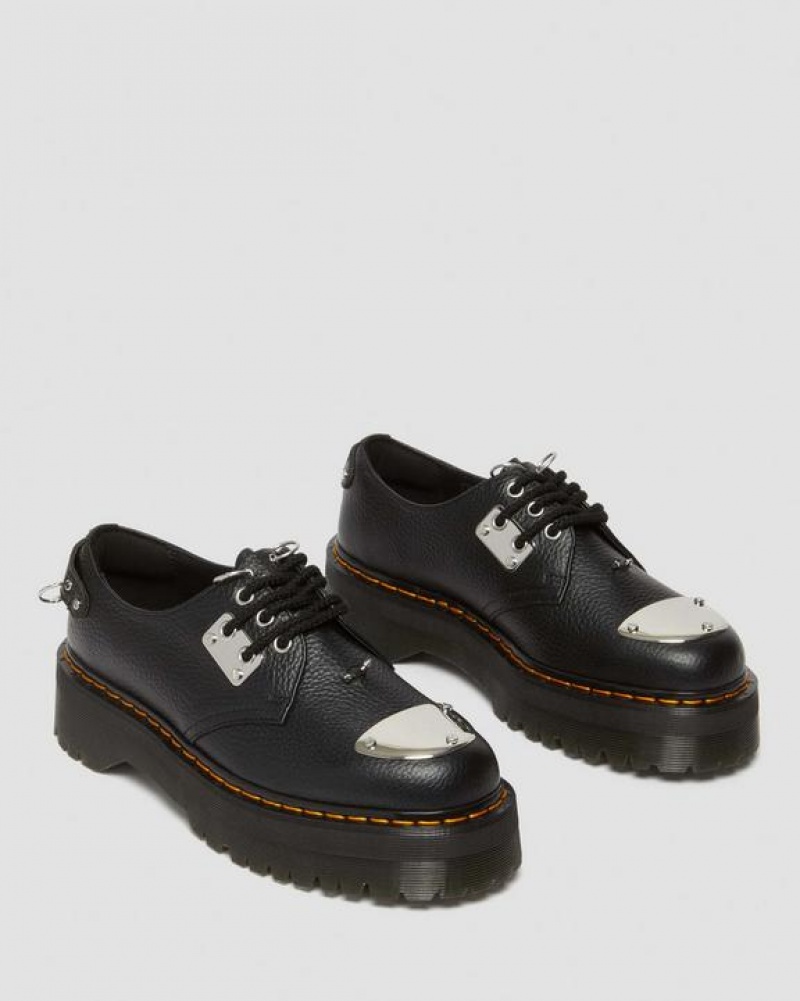 Women's Dr Martens 1461 Piercing Milled Nappa Leather Platform Shoes Black | Australia_Dr22450