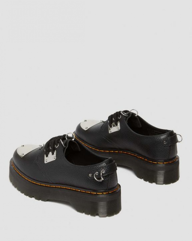 Women's Dr Martens 1461 Piercing Milled Nappa Leather Platform Shoes Black | Australia_Dr22450