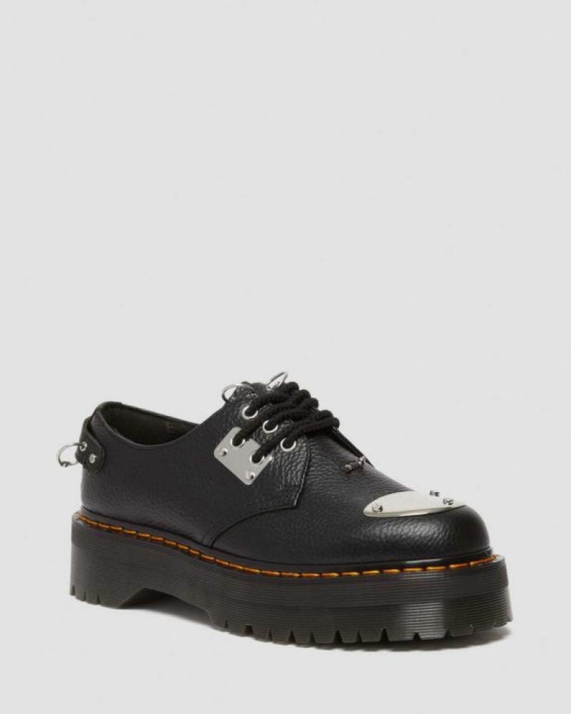 Women\'s Dr Martens 1461 Piercing Milled Nappa Leather Platform Shoes Black | Australia_Dr22450