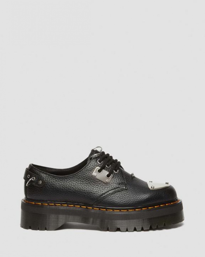 Women's Dr Martens 1461 Piercing Milled Nappa Leather Platform Shoes Black | Australia_Dr11995