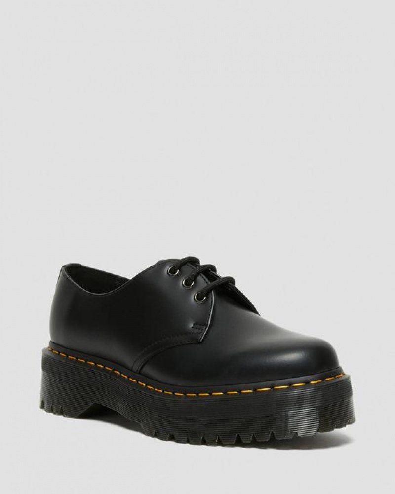 Women\'s Dr Martens 1461 Smooth Leather Platform Shoes Black | Australia_Dr84369