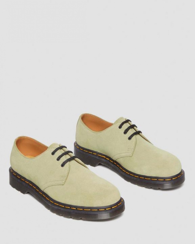 Women's Dr Martens 1461 Suede Oxford Shoes Olive | Australia_Dr55316