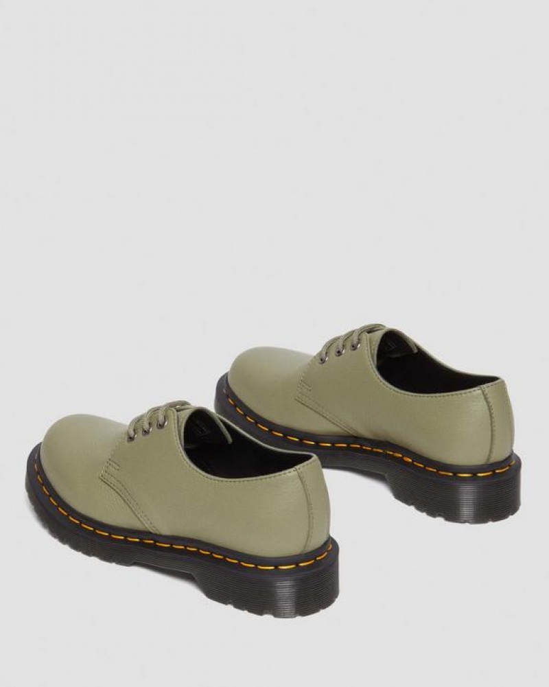 Women's Dr Martens 1461 Women's Virginia Leather Oxford Shoes Olive | Australia_Dr27489