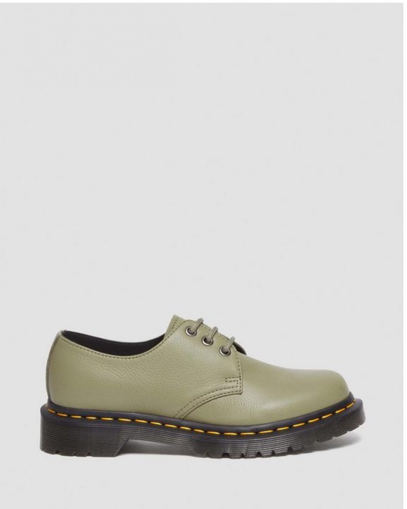 Women's Dr Martens 1461 Women's Virginia Leather Oxford Shoes Olive | Australia_Dr27489