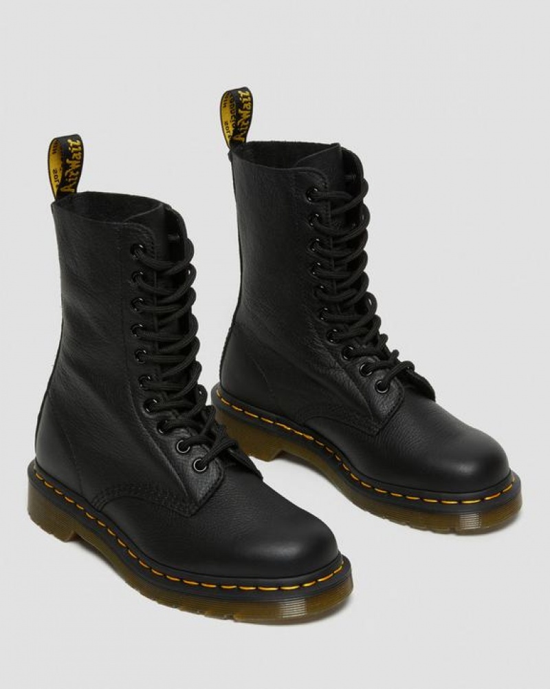 Women's Dr Martens 1490 Virginia Leather Mid Calf Boots Black | Australia_Dr80918