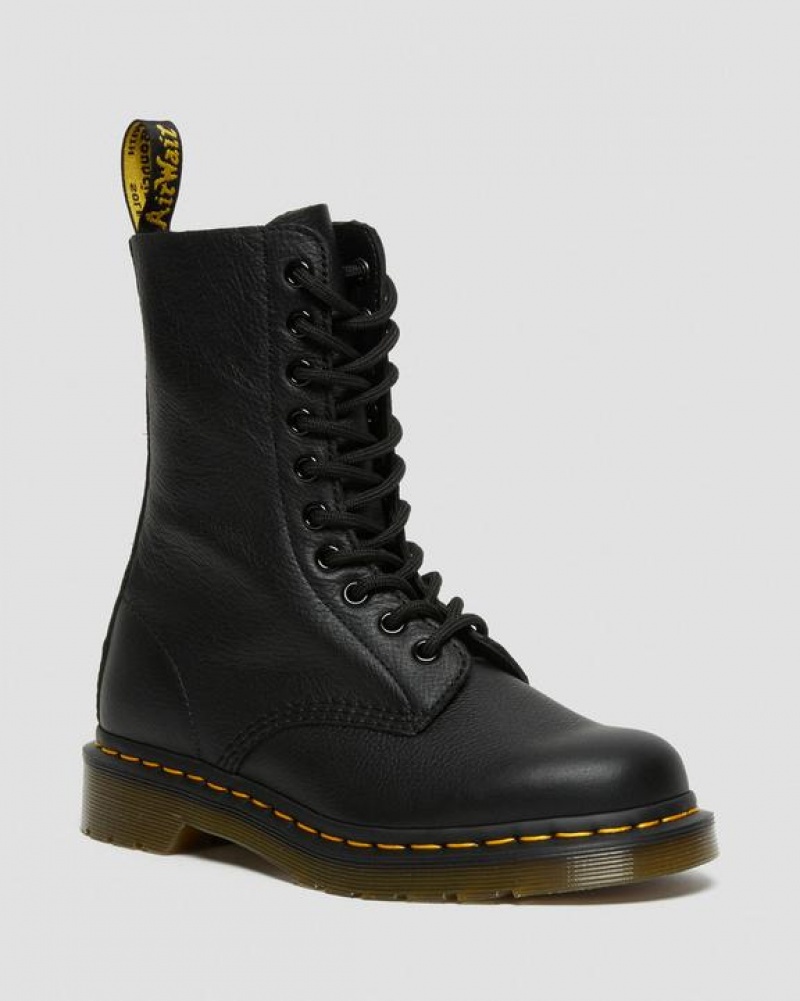 Women\'s Dr Martens 1490 Virginia Leather Mid Calf Boots Black | Australia_Dr80918