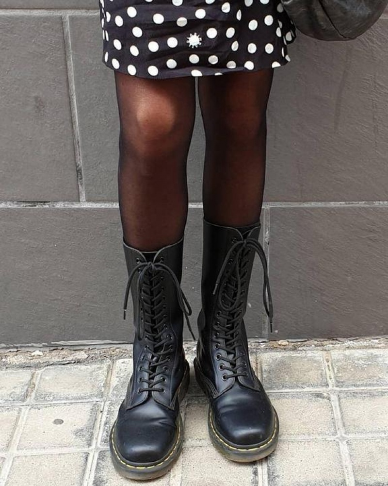 Women's Dr Martens 1914 Smooth Leather Tall Boots Black | Australia_Dr12040